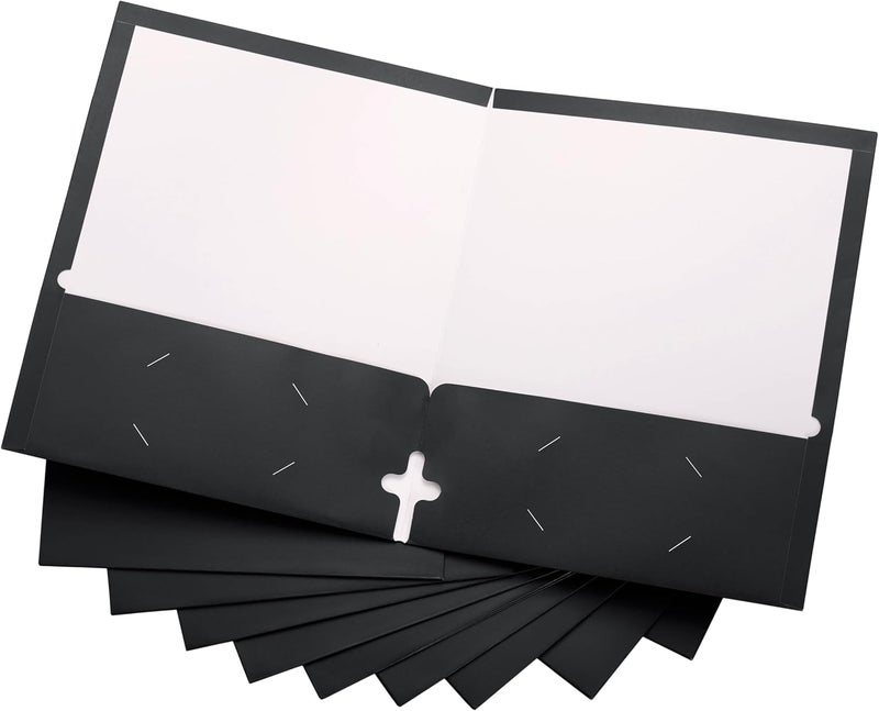 ACTIVITYYA 10 Pack Two Pocket Folders, Black, Strong Thick Paper Folders, for Letter Size, by - Image 1